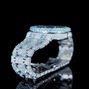 Nouvelle montre pour homme de luxe classique personnalisée de haute qualité en or rose avec cristaux de verre taillés en diamant et bracelet en diamant, affichage de la date - Product Image 2