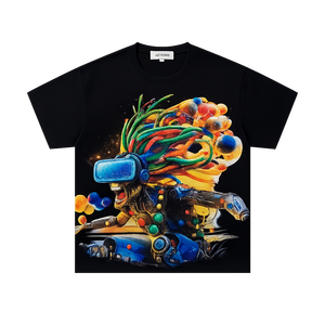 Camiseta con Gráfico Personalizado para Hombre, 100% Algodón, Corte Holgado, Estampado Vintage, Estilo Casual Urbano - Product Image 1