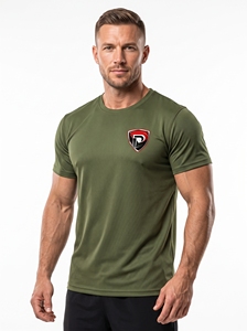 Camiseta Dumela Personalizada para Hombre, Verde Oliva, Manga Corta, Cuello Redondo, Casual, Estampado por Transferencia Térmica, Corte Ajustado, Secado Rápido, Transpirable - Product Image 3