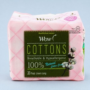 แผ่นอนามัยแบบยาว Wow Pure Cotton Long Panty Liners 20 ชิ้น แผ่นอนามัยแบบยาวทำจากผ้าฝ้าย แผ่นอนามัยแบบยาวสำหรับจุดซ่อนเร้น - Product Image 2