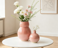 Vase en céramique artisanale à glaçure réactive, vase décoratif de table unique à glaçure dégradée pour salon, hôtel, décoration intérieure et cadeau