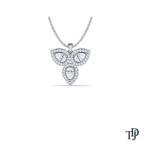 Colgante de diamante cultivado en laboratorio estilo hoja con halo de perlas en oro de 10K, fabricante mayorista y minorista OEM - Product Image 3