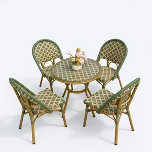 Modern Bespoke Garden Dining Set <b>Plastic</b> Wooden Chairs Solid Wood <b>Table</b> Aluminum Frame Durable Eco-Friendly 4 Seating Capacity - Product Image 6
