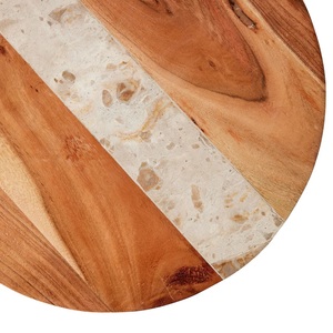 Planche à découper en bois d'acacia, design rond avec incrustation de marbre, épaisse, durable, sûre pour les couteaux, idéale pour couper, servir et une utilisation en cuisine haut de gamme. - Product Image 3