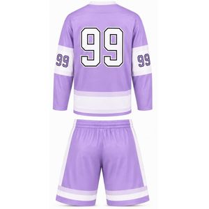 Ensemble de hockey sur glace sublimé pour hommes, maillot et short en polyester rayé, vêtements de sport performants, uniforme d'équipe, vêtements d'entraînement - Product Image 2
