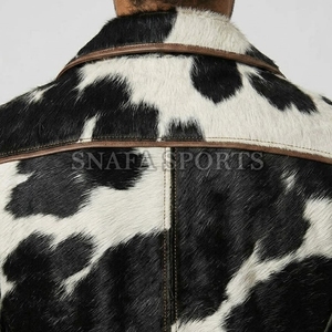 Winter Warm Trendy Turn <b>Down</b> Collar Design Men Hair on Leather Jackets Fashionable Casual Winter Wear Cowhide Leather Jackets - Product Image 4