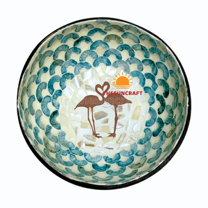 ชามมะพร้าวฝังมุกธรรมชาติลายฟลามิงโก ราคาโรงงาน ฮานอย เวียดนาม ขายส่ง - Product Image 1