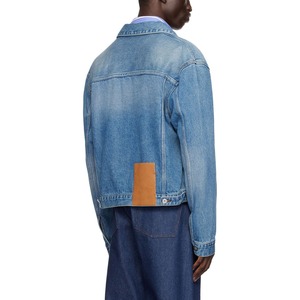 Chaqueta de Mezclilla Lavada Informal para Hombre, Cuello Camisero, Cierre de Botones, Corte Corto, Ajuste Regular, Material de Algodón - Product Image 4
