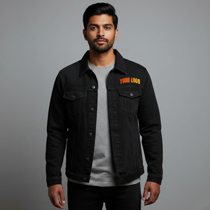 Veste en jean de haute qualité, sur mesure, 100% coton, tissu denim 14 oz, lavage vintage, broderie personnalisée sur le devant, mode hiver - Product Image 1