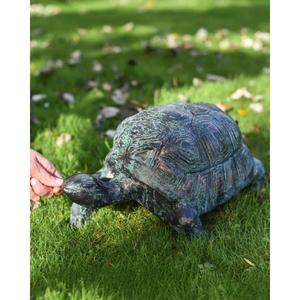 Escultura de Tortuga de Metal Hecha a Mano, Acabado Verde Pátina Antigua, Diseños Personalizables, Adorno de Tortuga Vintage, Artículos de Jardín - Product Image 2