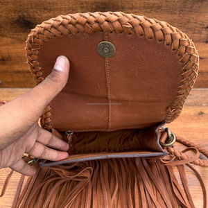 2025 vente chaude Turquoise pierre frange sac en cuir véritable femmes sac à bandoulière élégant bohème Cowgirl sac à main pour femmes - Product Image 6