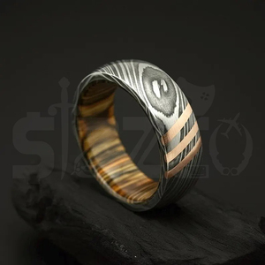 Hot Selling Handmade Copper Damascus Steel <b>Ring</b> for <b>Men</b> Women Wedding Band Fashion Party <b>Ring</b> Custom Latest Design OEM Supplier - Product Image 5