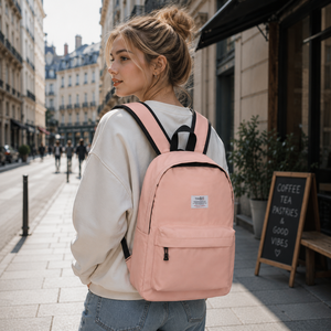The Rag The No.1 Mochila de lona rosa de 15 pulgadas, unisex, con múltiples bolsillos y cierre de cremallera, mochila para el día a día - Product Image 5