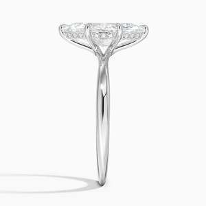 Anillo de Compromiso Solitario de Moissanita con Corte Marquesa de 2 Quilates y Halo Oculto - Product Image 4