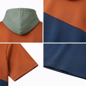 Men's Clothing Fashion Customized 100% Cotton Hoodies <b>Sweatshirts</b> Solid Color Basics Cotton Blended Men's <b>Short</b> <b>Sleeve</b> Hoodies - Product Image 5
