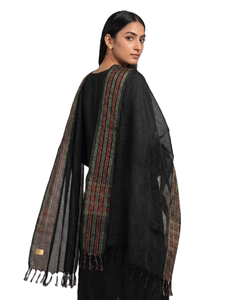 Chal de Algodón Suave y Duradero para Mujer, a Rayas, Largo y Ligero, con Ribete Negro, Verde, Rojo y Dorado, Tradicional, para Uso Diario en Todas las Estaciones - Product Image 2