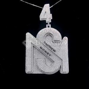Pendentif initial en or massif 10K avec moissanite, breloque lettre personnalisée, collier hip-hop unisexe tendance et glacé - Product Image 5
