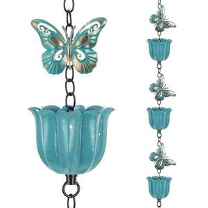 Chaîne de pluie décorative en cuivre antique en forme de lotus pour remplacement de gouttière, idéale pour une décoration de jardin élégante - Product Image 3