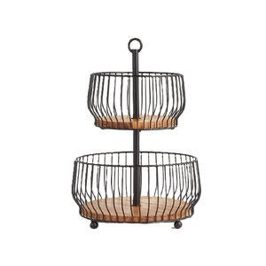 Panier de rangement rond en fil métallique à 2 niveaux, moderne et de haute qualité, pour fruits, prix abordable, taille et forme personnalisables, le plus vendu - Product Image 4