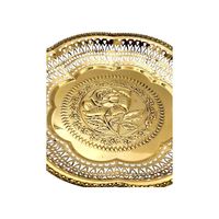 Style thaïlandais traditionnel 10 "plateau en laiton bord ondulé motif Rose véritable laiton massif pour servir des desserts alimentaires pour souvenirs cadeaux