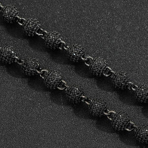 Luxury Black Rhodium Plated 925 Silver Beaded Necklace With <b>Crystal</b> Rhinestone <b>Ball</b> Chains Unisex Everyday Wear for Sale - Product Image 5