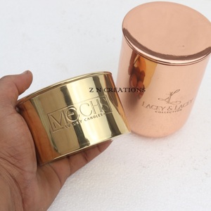 Custom Logo Pure Brass Gold 12 Oz Handmade Glossy Finish Candle Jar Containers for Candle Making Votive Candle Home Decoration - Product Image 1