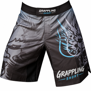 Shorts de grappling personnalisés pour hommes, avec logo sur le devant, séchage rapide, extensibles, respirants, pour l'entraînement, OEM, marque privée - Product Image 5