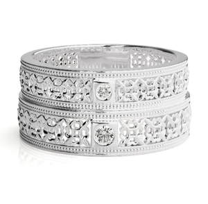 925 Sterling Silver Silver Plated Ornate <b>Couple</b> <b>Rings</b> - Product Image 2