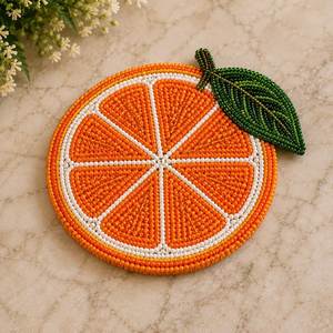 Handmade <b>Beaded</b> Flower <b>Coaster</b> Set Floral Seed Bead Table Decor - Product Image 4