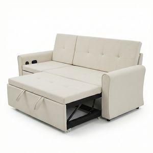 Sofá Cama 2 en 1 con Cama Extraíble y Reclinable Reversible, Sofá Cama Convertible con Respaldo Ajustable, 3 Almohadas y USB - Product Image 5