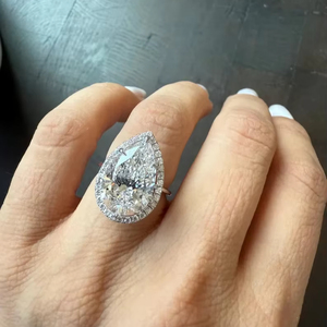 Lab Grown Diamond Engagement <b>Ring</b> 5.5CT Pear VS1/2 Lab Diamond <b>Ring</b> Pear Diamond Certified IGI <b>Large</b> Diamond Halo Pear <b>Ring</b> - Product Image 1