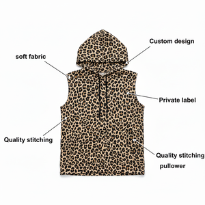 Gilets à capuche sans manches pour femmes, coupe droite, style streetwear, en coton haute densité, avec fermeture éclair intégrale, logo de marque personnalisé, prix de gros - Product Image 2