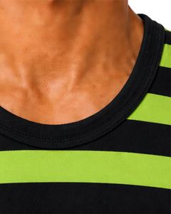 <b>Lime</b> <b>Green</b> Black Striped Men Cotton Tank <b>Top</b> Sleeveless <b>Vest</b> Casual Summer Gym Fitness Shirt Breathable Loose Fit Streetwear <b>Top</b> - Product Image 5