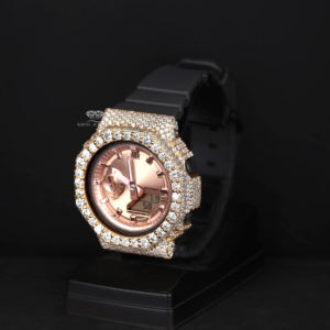 Iced Out Moissanite Diamond <b>Watch</b> Rose Gold Tone Dial Luxury Hip Hop Sport Rubber Strap <b>Quartz</b> Digital <b>Mens</b> Everyday WristWatch - Product Image 4