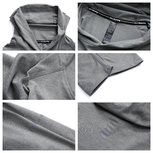 Mens Lightweight Athletic <b>Hooded</b> <b>Shirt</b> Long Sleeve Quick Dry Breathable Workout Running Pullover Sport Hoodie Pocket Casual 100% - Product Image 6