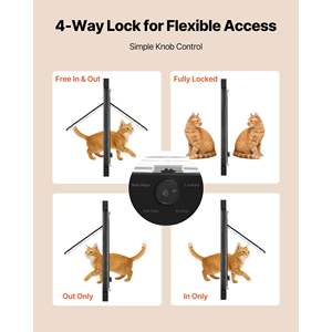 Porte pour chat réglable, accessoire pour fenêtre, 31'-36', modes de verrouillage sécurisés, cadre en aluminium, verre haute transparence, résistant aux intempéries - Product Image 3