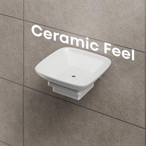 Support mural carré en céramique blanche pour savon, avec égouttoir intégré, pour salle de bain et douche, organiseur de rangement en porcelaine - Product Image 3