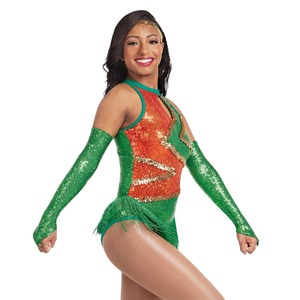 Ensembles d'uniformes de cheerleading sans manches pour filles, design personnalisé, avec logo imprimé sur tissu Spandex - Product Image 3