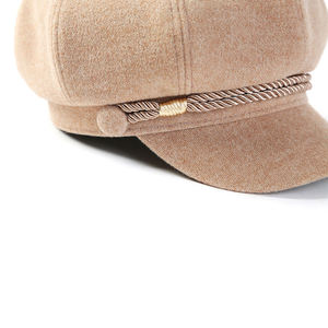 Gorra octogonal de pana unisex para niños al por mayor, estilo Newsboy, con panel frontal lavado de leopardo, transpirable, a la moda, tipo Baker Boy - Product Image 3