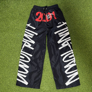 Bold Graphic Print Track Pants Men Elastic Waist Loose Fit Lightweight Windproof Statement Streetwear <b>Trousers</b> - Product Image 3