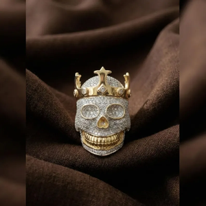 Gold Moissanite Skull King <b>Ring</b> Iced <b>Crown</b> <b>Ring</b> Hip Hop Jewelry Luxury Mens Statement <b>Ring</b> Gothic Fashion Gift Custom Design - Product Image 1