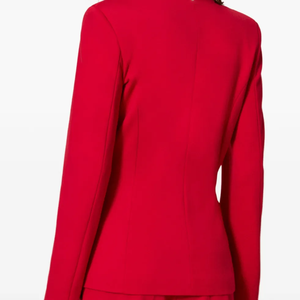 New Commuting Style Women <b>Red</b> Blazer <b>Suit</b> Jacket Loose 3D Rose Elegant Office Fashion Wholesale Custom Logo Long Sleeve Outfit - Product Image 2