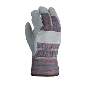 Leather Safety <b>Gloves</b> Gray <b>Red</b> Full Grain Abrasion Resistant Anti Slip General Purpose Work <b>Gloves</b> Knit Wrist - Product Image 2