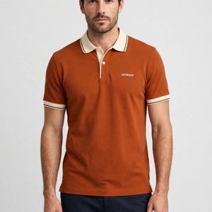 เสื้อโปโลผู้ชายผ้าคอตตอนปิเก้ แขนสั้น ปักโลโก้ ทรงปกติ - Product Image 1