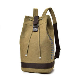 Custom Canvas <b>Drawstring</b> <b>Backpack</b> Unisex Large Capacity Vintage White Gym Cinch Bag Waterproof High Quality Travel Daypack Bags - Product Image 1