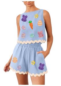 Offre Spéciale – Ensemble 2 Pièces en Coton Respirant pour Femme, Brodé de Paillettes, Patchwork, Manches Longues, Haut Court au-dessus du Genou, Idéal pour l'Été - Product Image 4