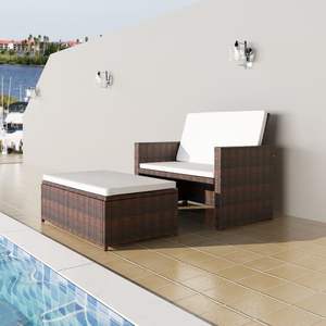 Conjunto de Muebles Modulares de Ratán PE Marrón de 2 Plazas para Exteriores, Estilo Jardín - Product Image 1