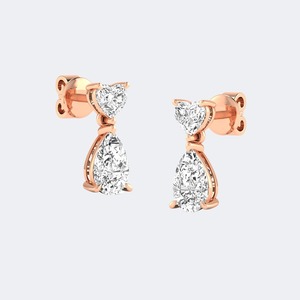 Boucles d'oreilles en diamant cultivé en laboratoire 2,25 CTW, taille brillant multi-formes, pour femmes, or 9K 14K 18K, luxe, couleur E F, VS VVS, bijoux fins - Product Image 3