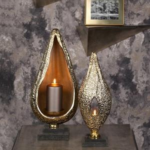 Portavelas Metálico Decorativo para el Hogar, con Acabado Antiguo Elegante, para Iluminación y Decoración - Product Image 1