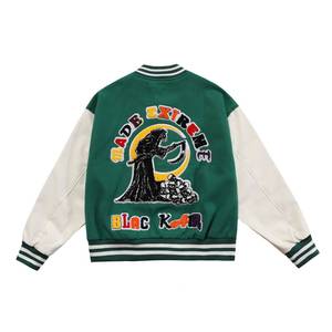 Chaqueta de béisbol de manga de cuero con bordado de chenilla unisex estilo universitario de gran tamaño High Street invierno Letterman para hombres al por mayor - Product Image 2